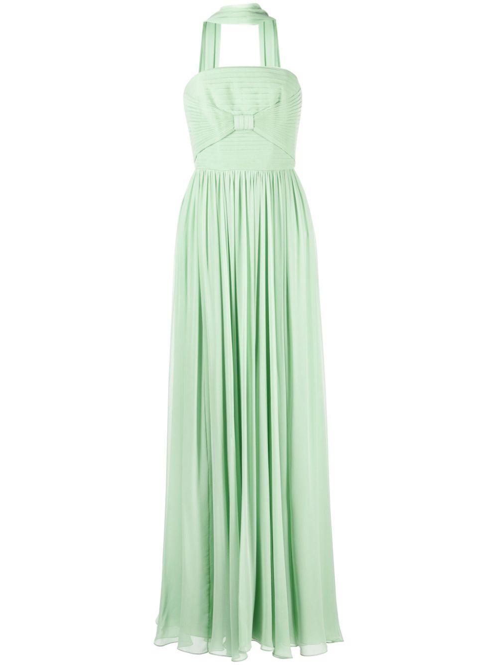 Elie Saab Strapless Silk Gown in Green | Lyst