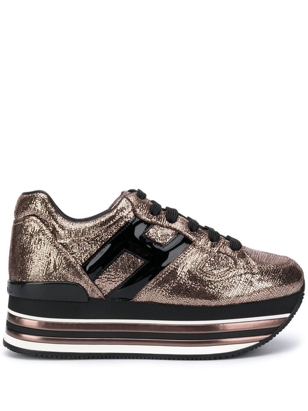 Hogan Leather Maxi H222 Sneakers in Gold (Metallic) - Save 12% - Lyst