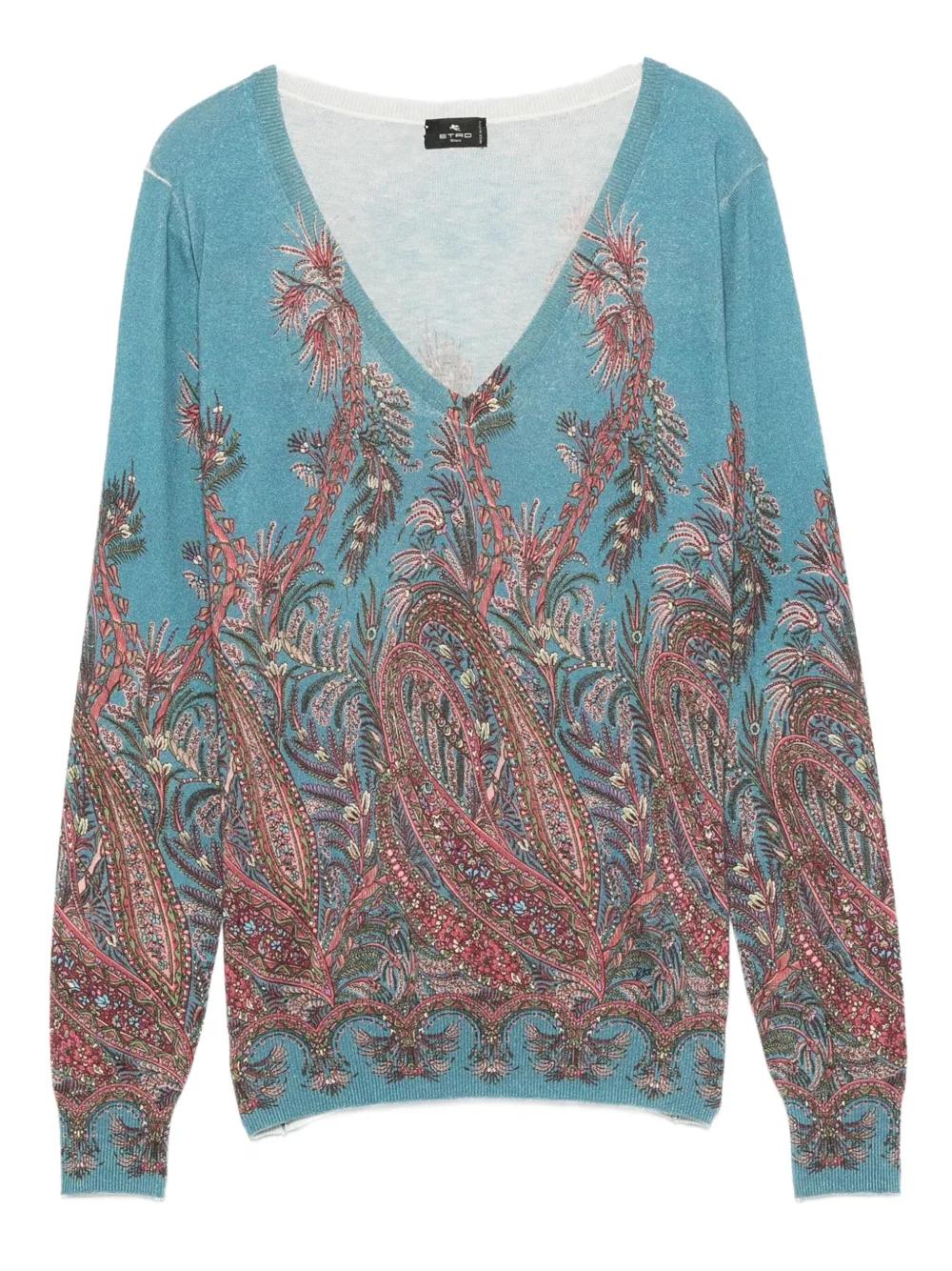 Tシャツ・カットソー Etro Long-Sleeved Top With Paisley Pattern Etro Paisley Foliage-Print Jersey Long-Sleeve Top | Neiman