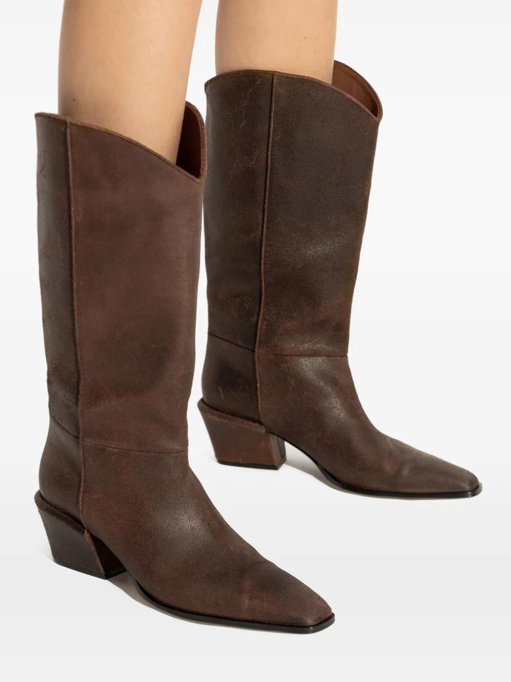 ロングブーツ PARIS TEXAS BOOTS Black croc-effect leather boots - Paris Texas