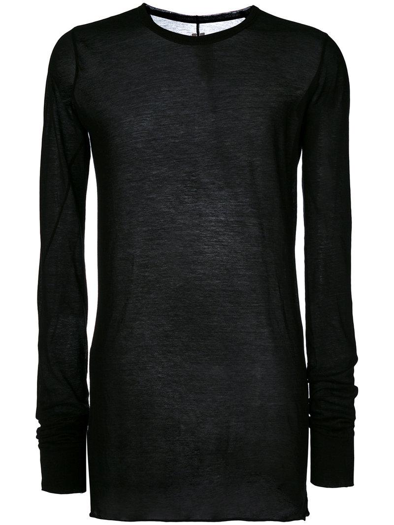 Rick Owens Cotton Long Length T-shirt in Black for Men - Lyst