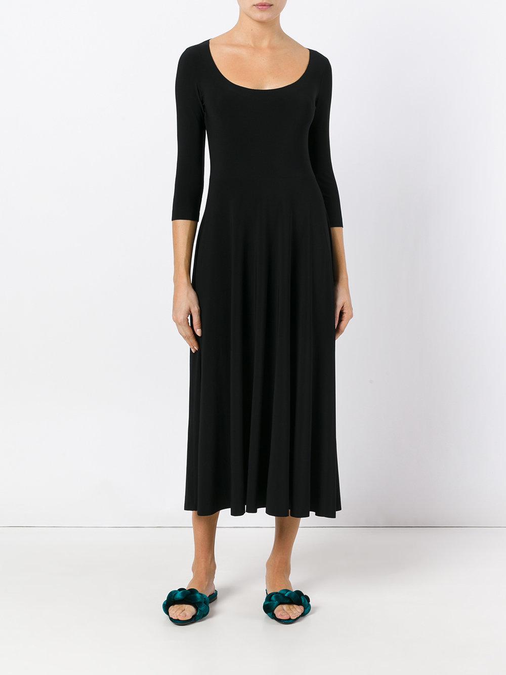 Norma Kamali Synthetic Scoop Neck Midi Dress in Black - Lyst