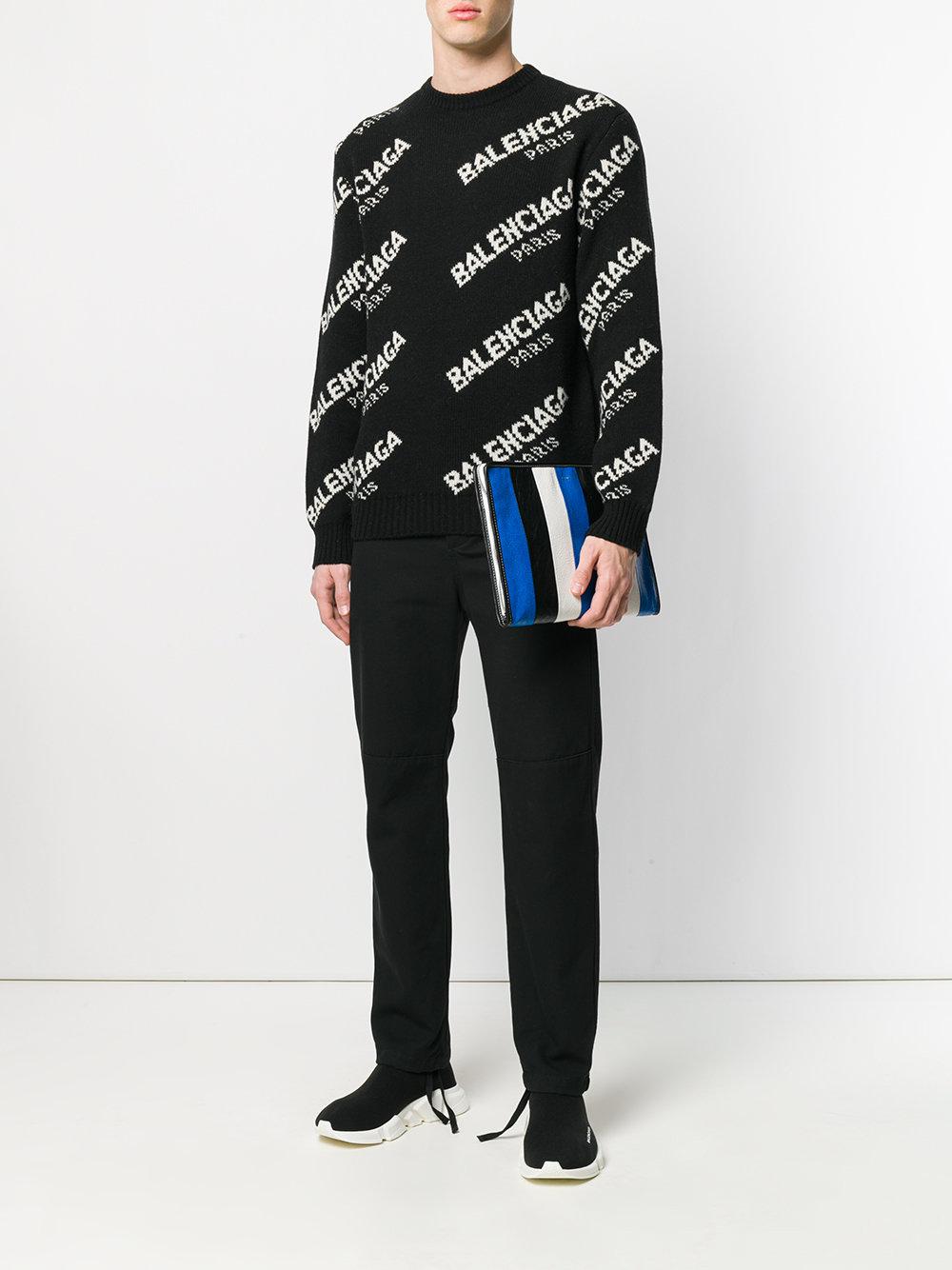 Balenciaga Wool All Over Sweater in Black for Men | Lyst
