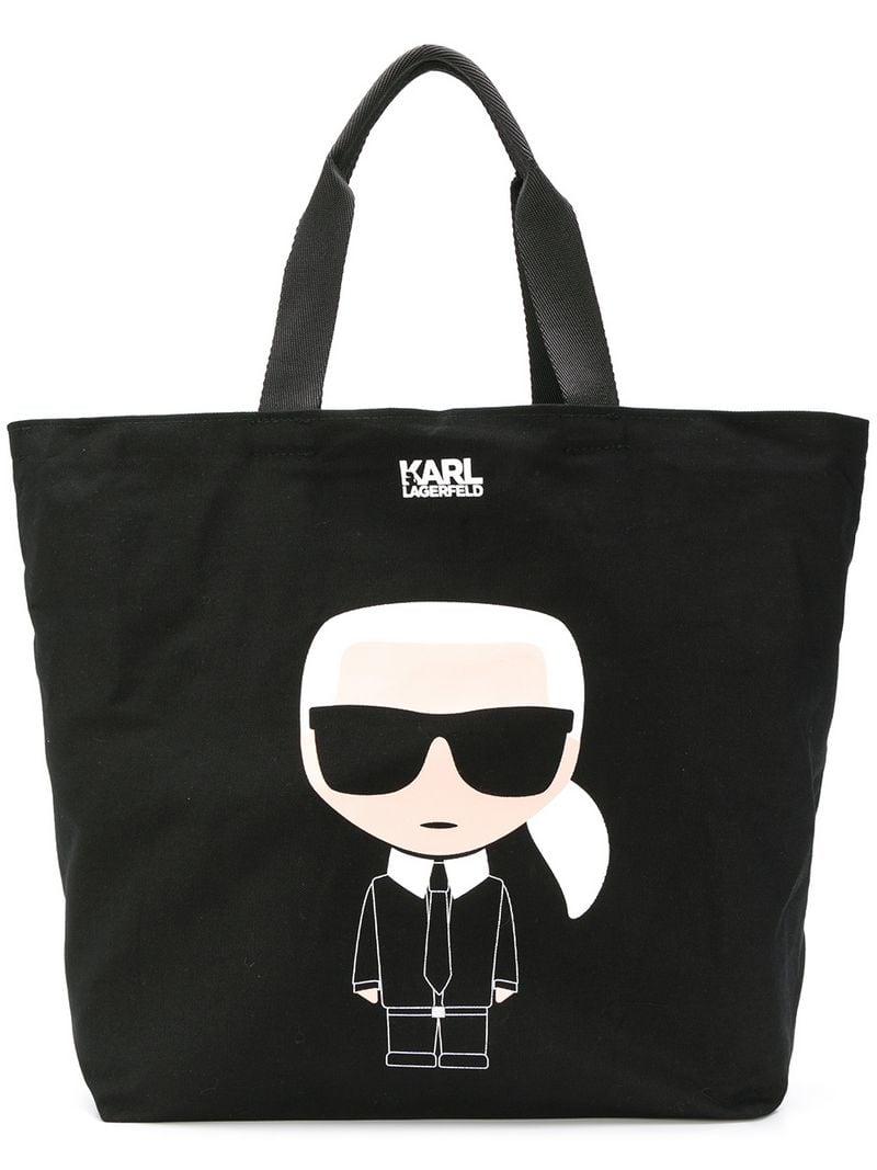 Karl Lagerfeld K/ikonik Karl Tote Bag W/leather in Black | Lyst