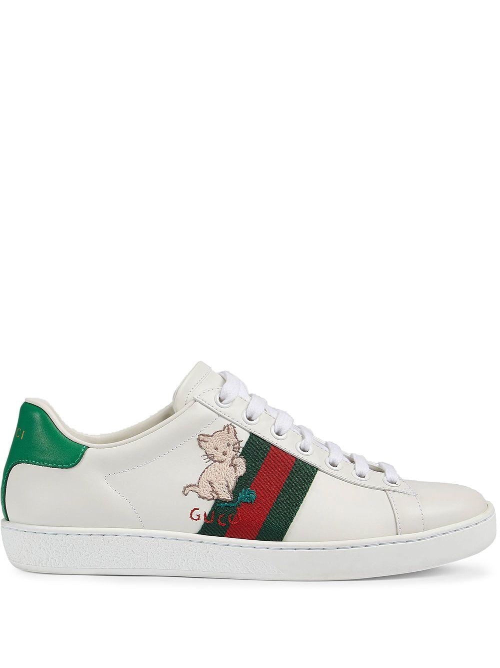 Gucci Kitten Ace Sneakers in White |