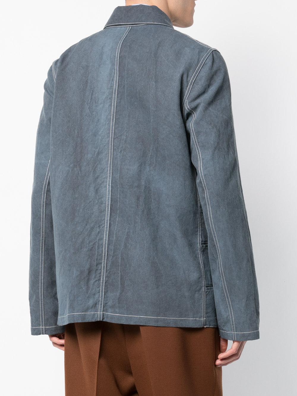 Loewe Leather Brand Letters Jacket in Blue for Men - Lyst