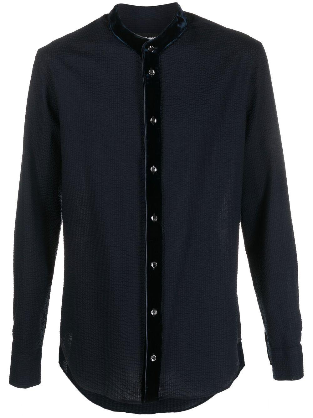 Armani Bandcollar Shirt in Blue for Men Lyst