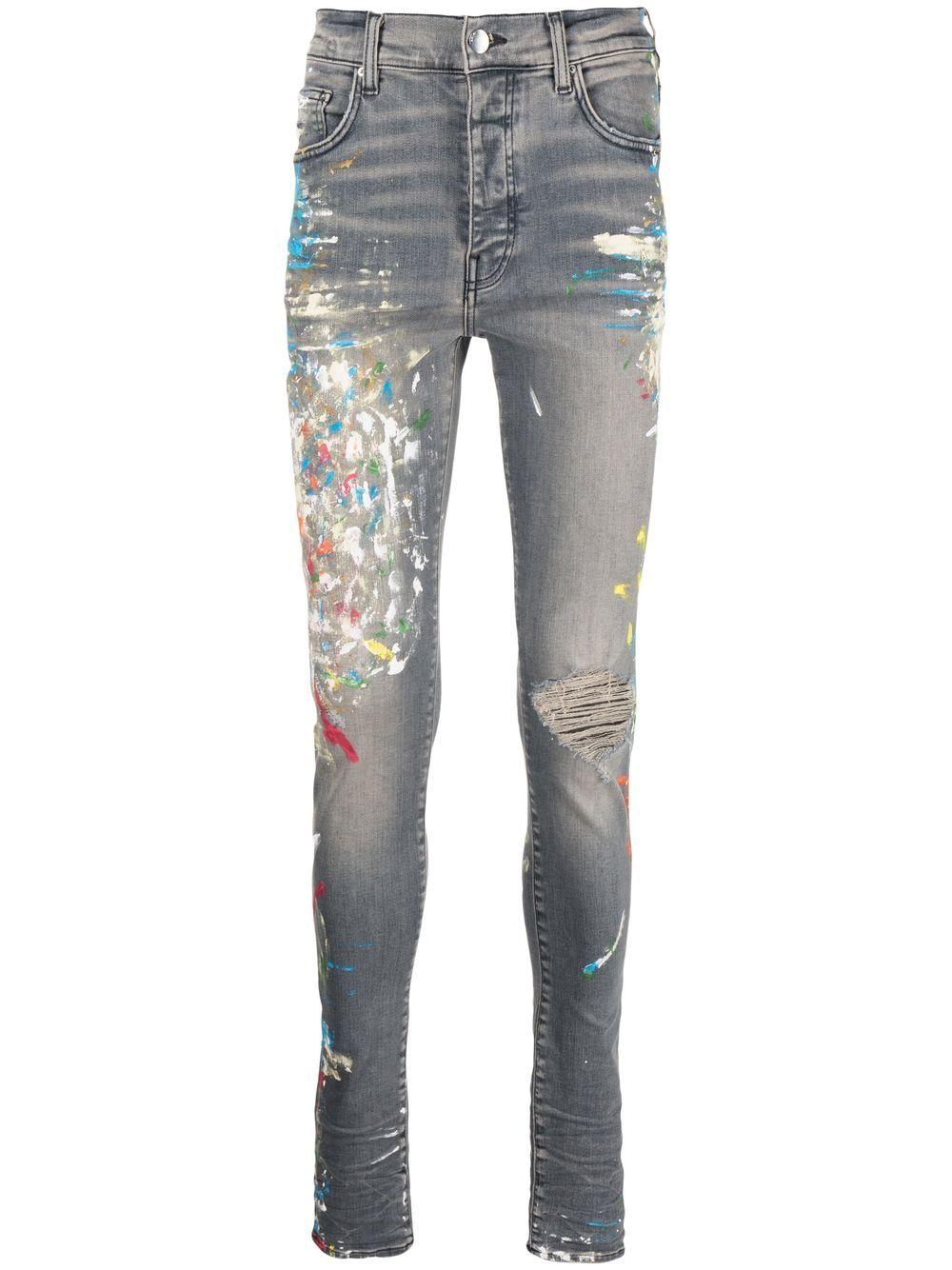 Amiri Paintsplattered Skinny Jeans in Blue for Men Lyst