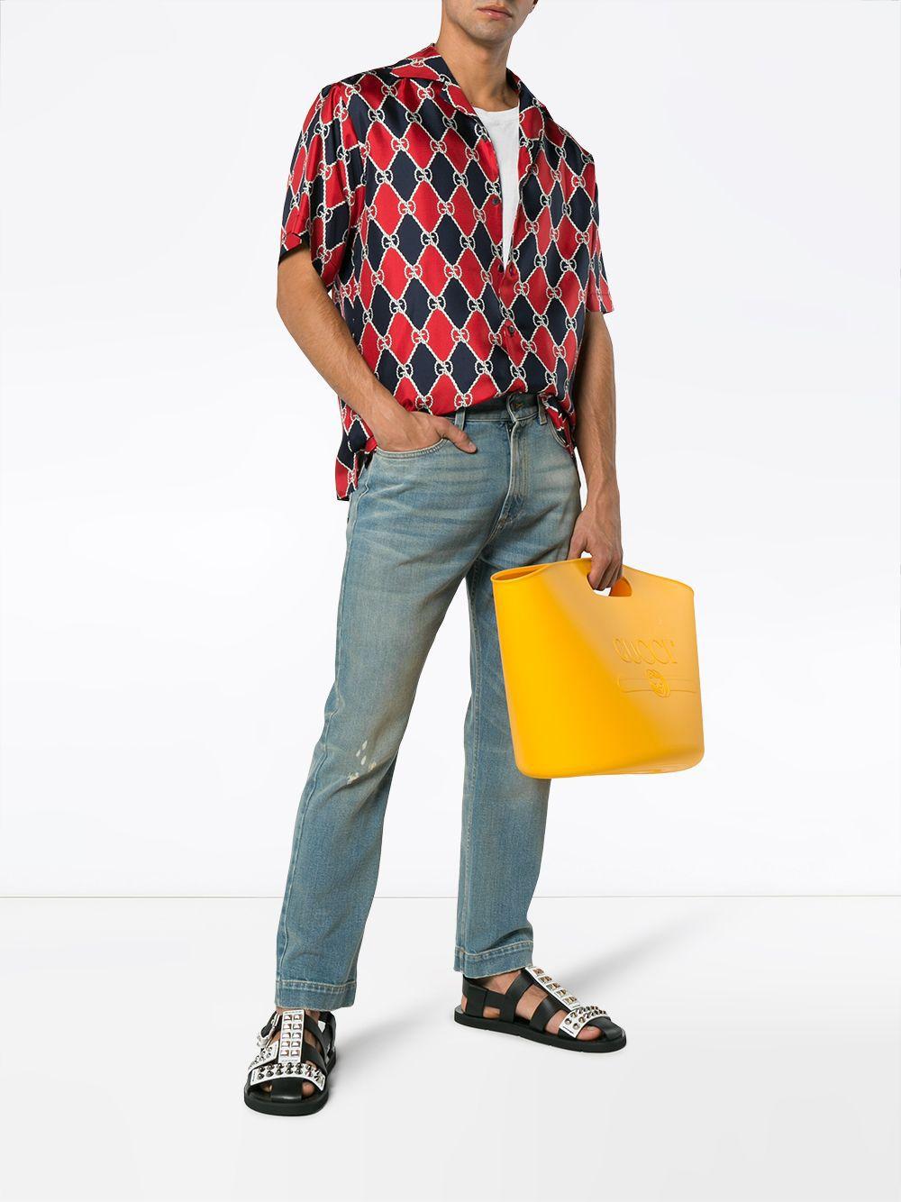Gucci Logo Embossed Tote Bag in Orange for Men | Lyst UK