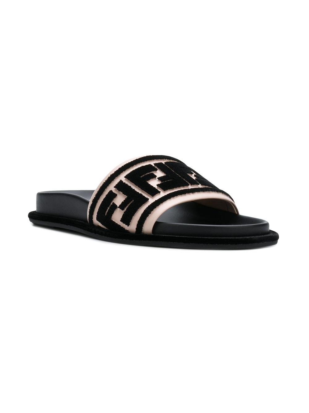 fendi black and white slides