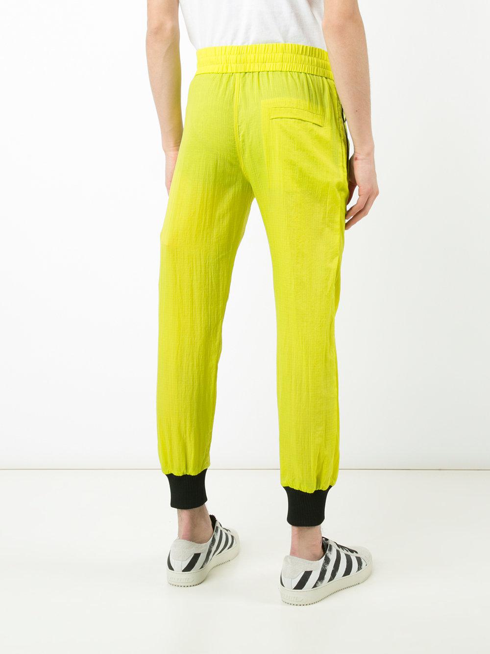 off white neon green pants