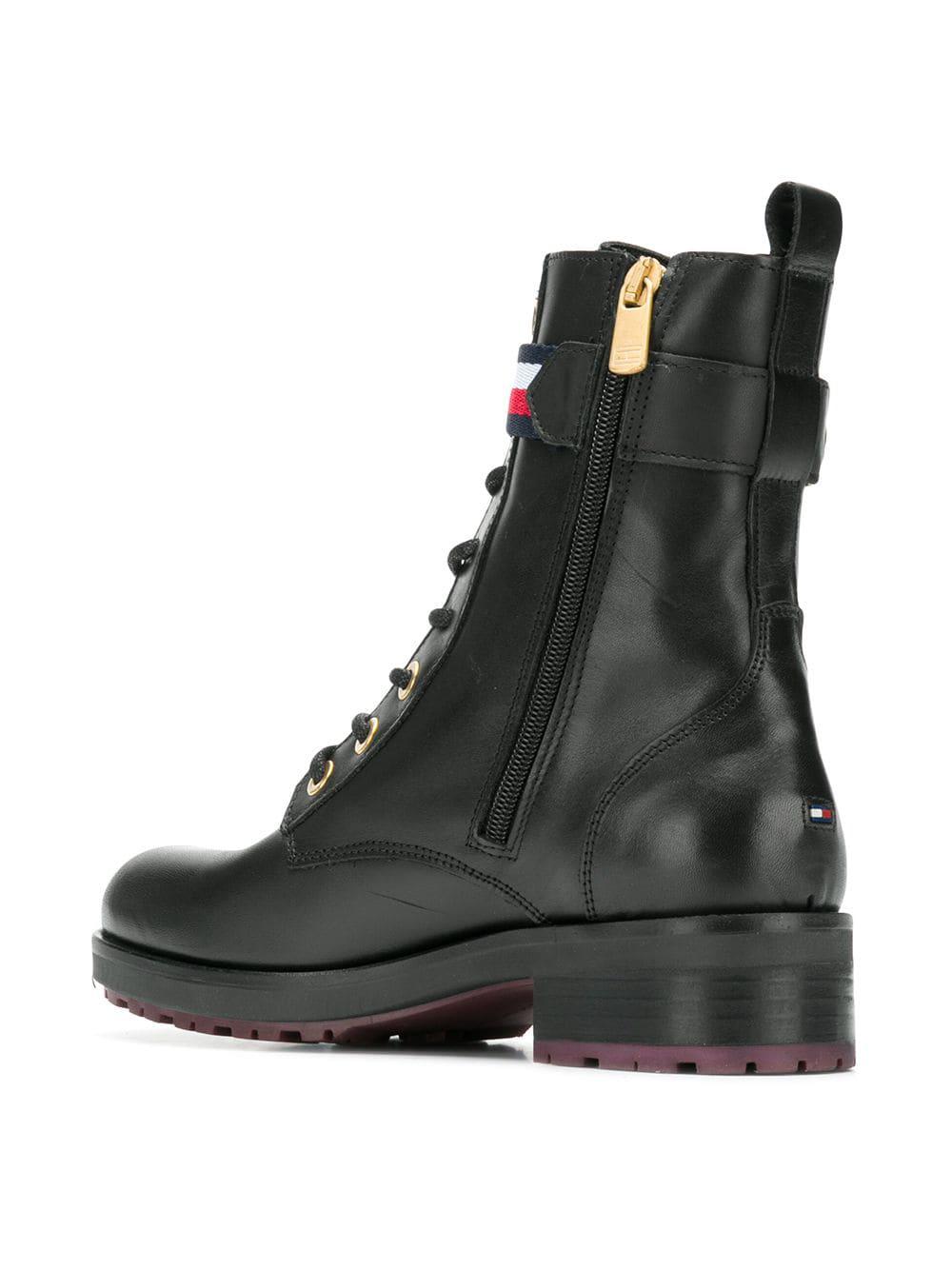 Tommy Hilfiger Corporate Belt Biker Boot Combat in Black - Lyst