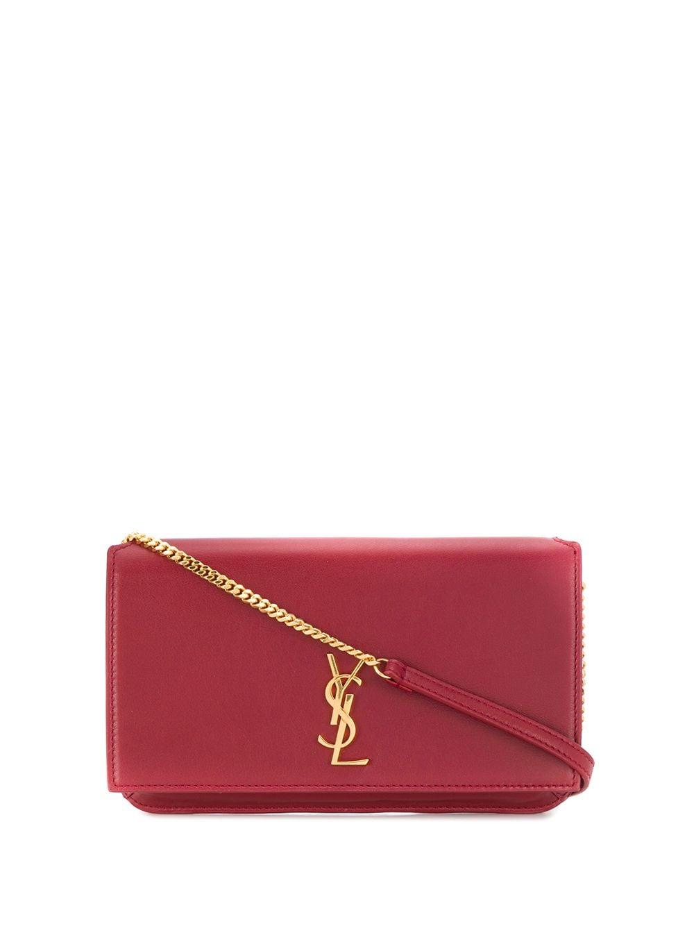 Saint Laurent Leather Monogram Phone Holder Bag in Red Lyst