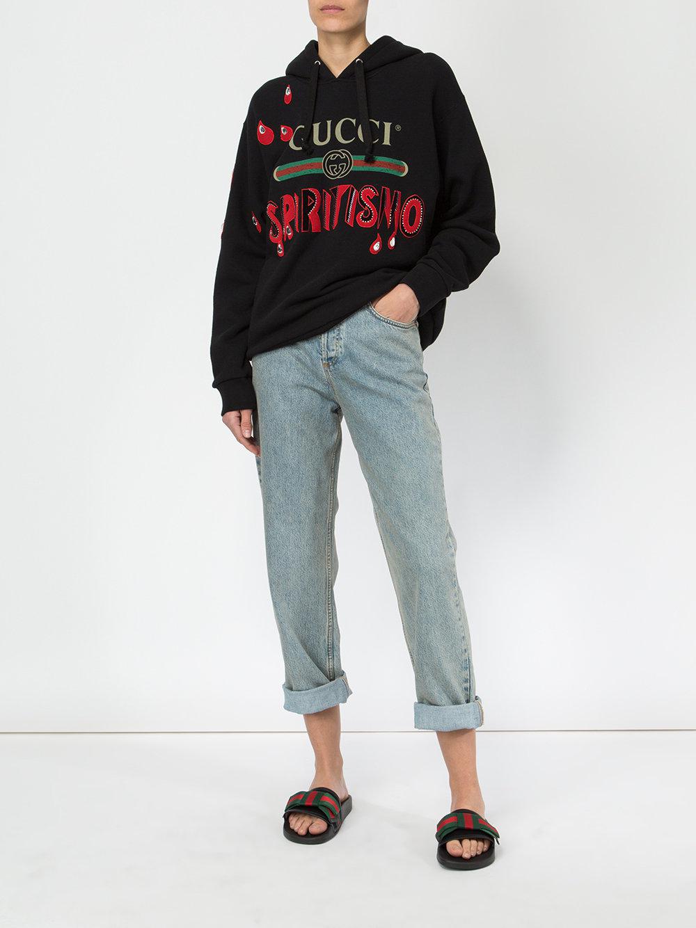 Gucci Spiritismo Logo Hoodie in Black | Lyst