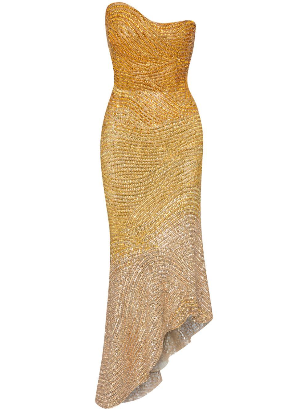 Oscar de la Renta Ombr Crystal-Embroidered Cocktail Dress in Metallic |  Lyst