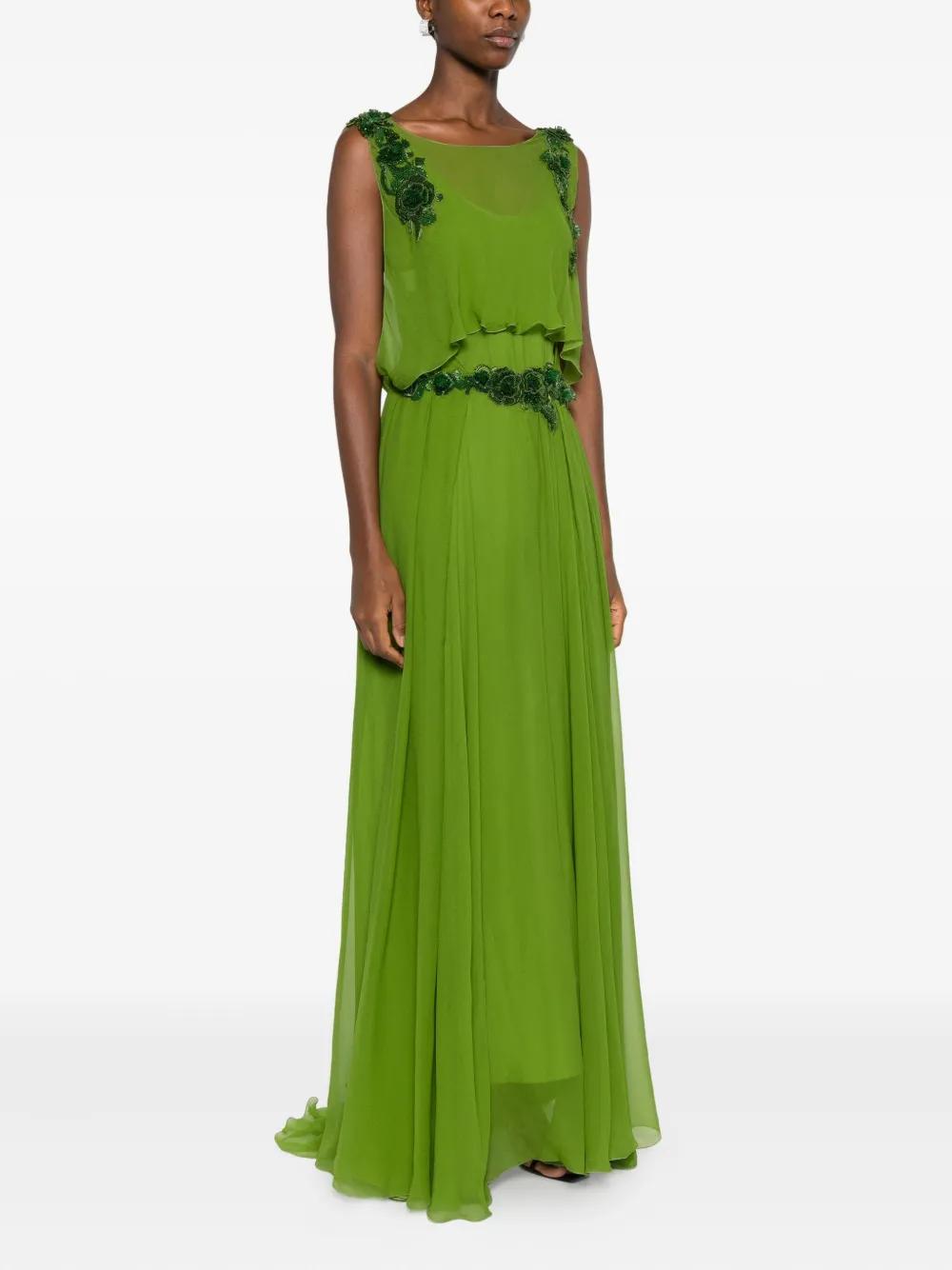 Alberta Ferretti Embellished-Waist Silk Maxi Evening Gown in Green | Lyst Alberta Ferretti Embellished-Waist Silk Maxi Evening Gown in Green | Lyst