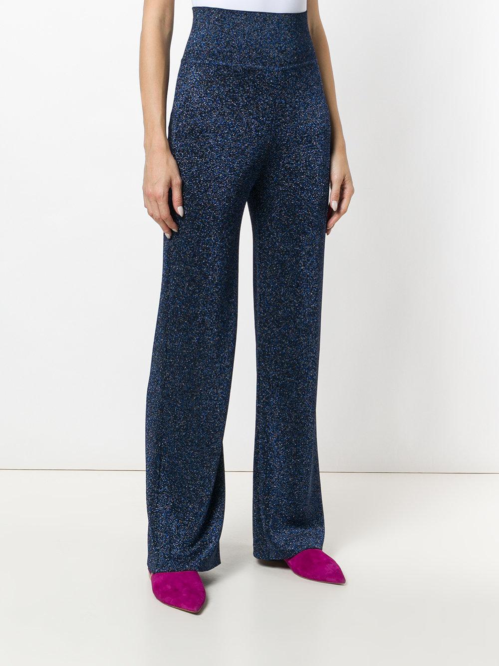 High-waisted Glitter Trousers in Blue 