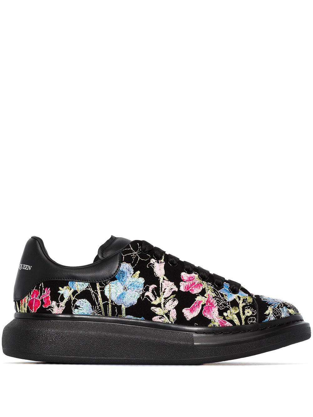 Alexander McQueen Oversized Floral-embroidered Sneakers in Black for Men |  Lyst