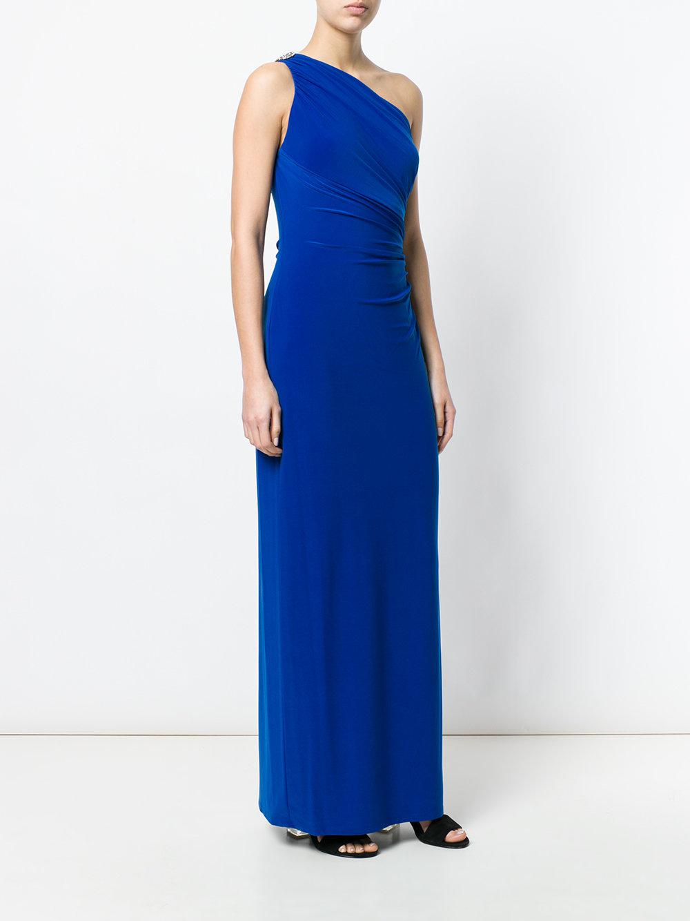 Lauren by Ralph Lauren Synthetic One Shoulder Gown in Blue - Lyst