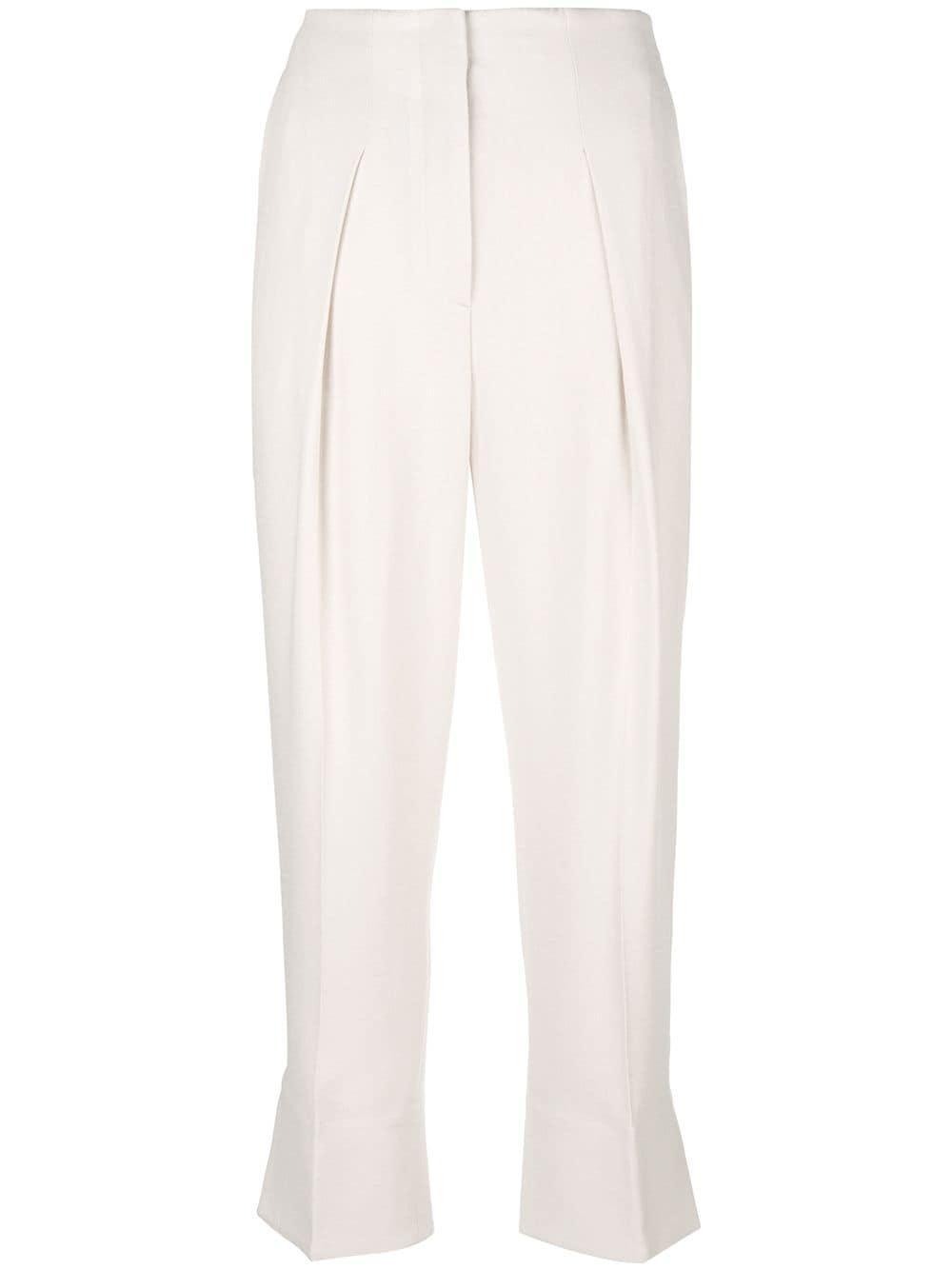 Theory Synthetic Cropped Tailored Fitted Trousers in White - Lyst