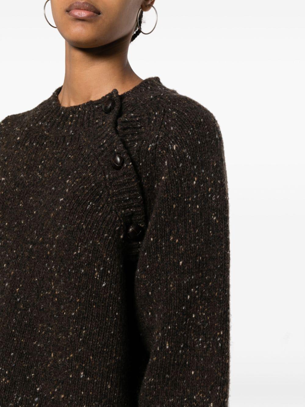 Margaret Howell Speckled-knit Merino-wool Jumper in Black | Lyst