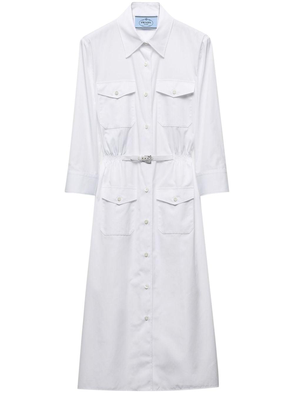 Prada Poplin Shirt Dress in White Lyst UK