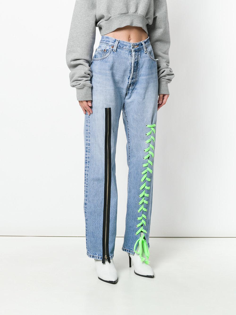 lace up detail jeans