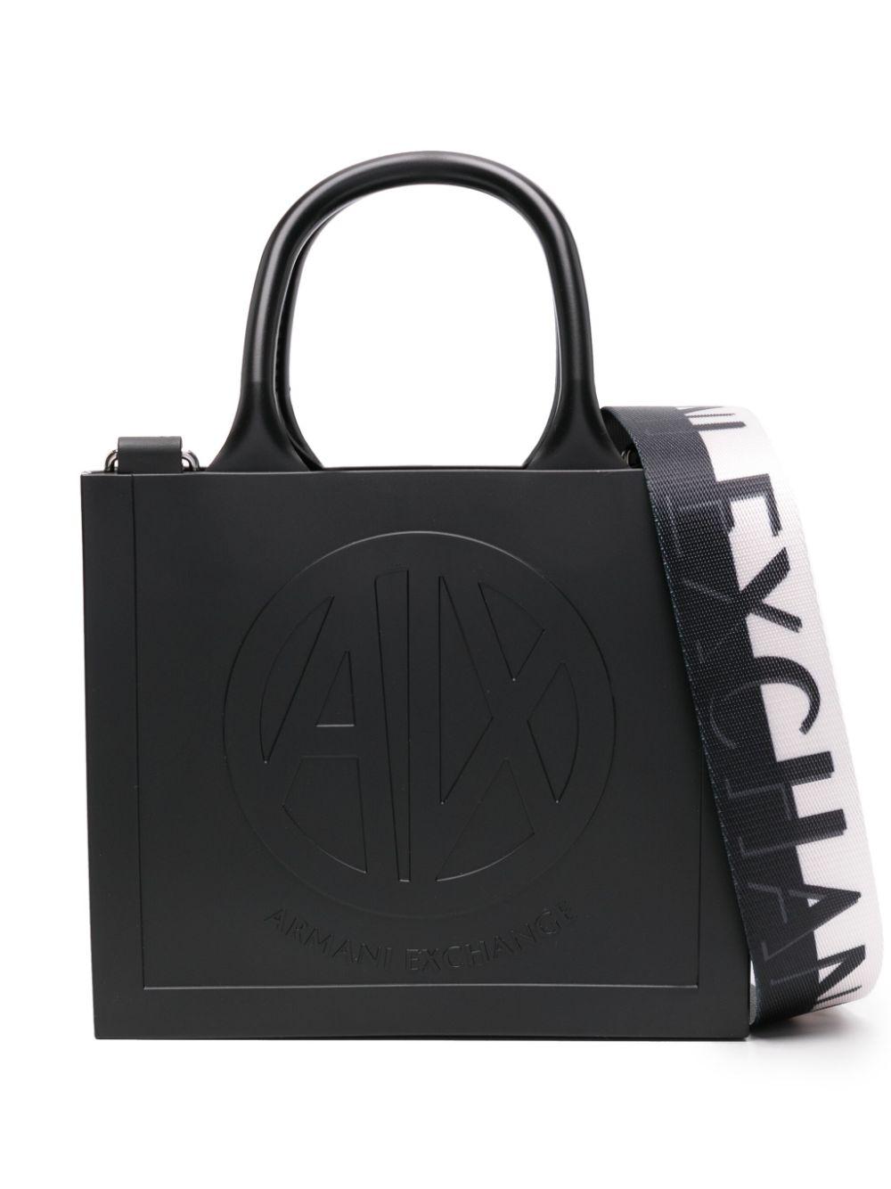 ARMANI EXCHANGE Logo Embossed Tote Bag in Black Lyst