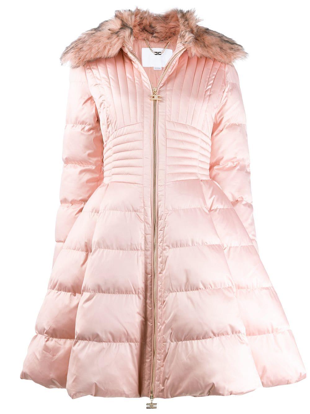 Elisabetta Franchi Flared Puffer Coat in Pink | Lyst Canada