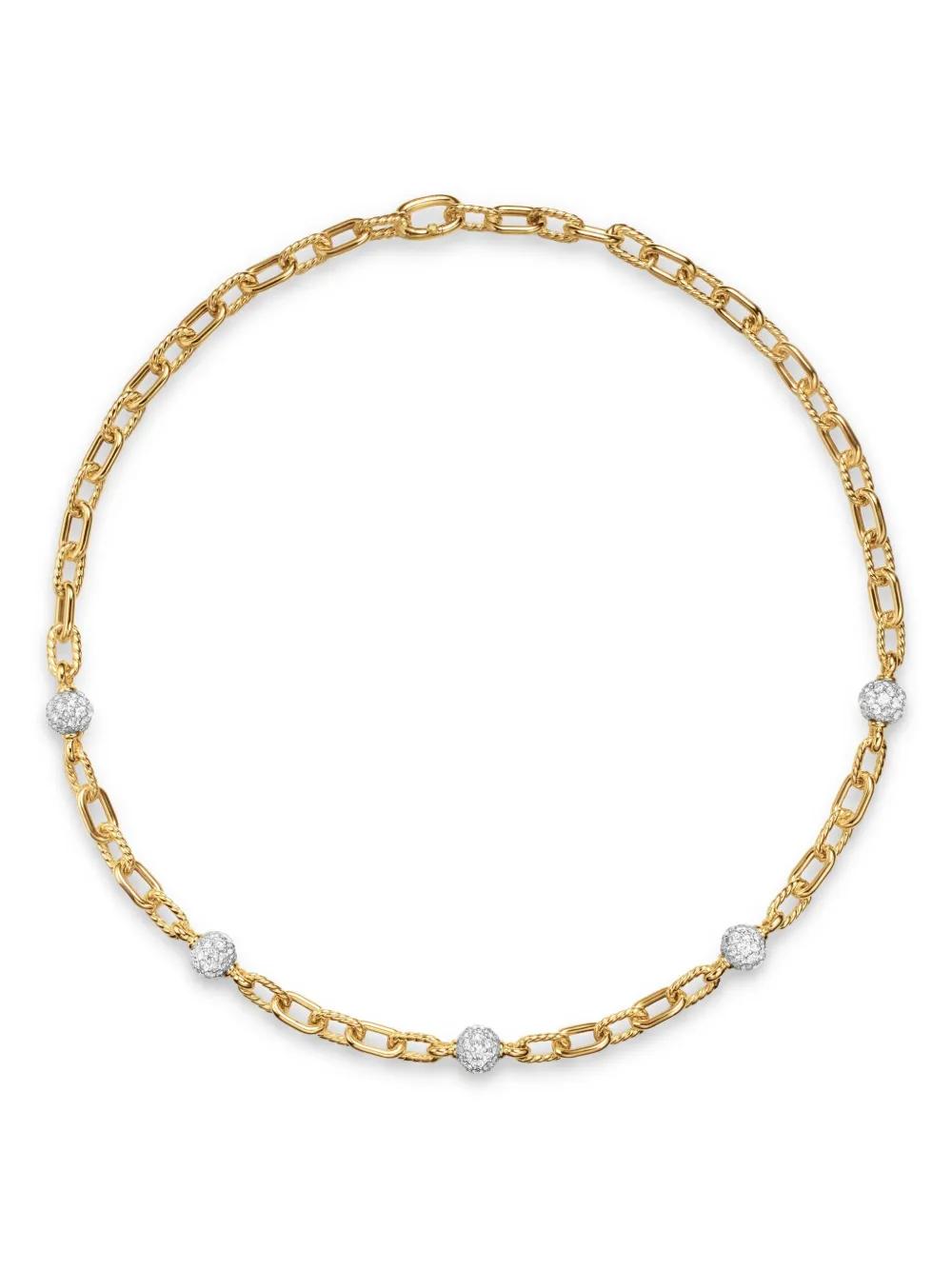 David Yurman 18Kt Dy Madison Beaded Diamond Necklace (6Mm) in