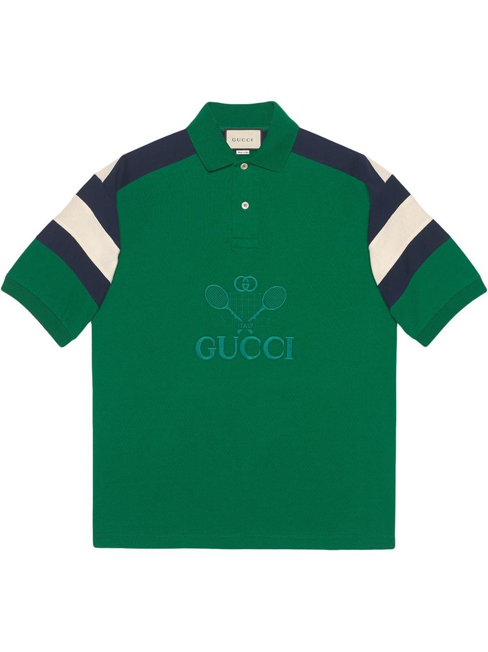 Gucci Cotton Tennis Oversized Polo Shirt in Green for Men - Lyst