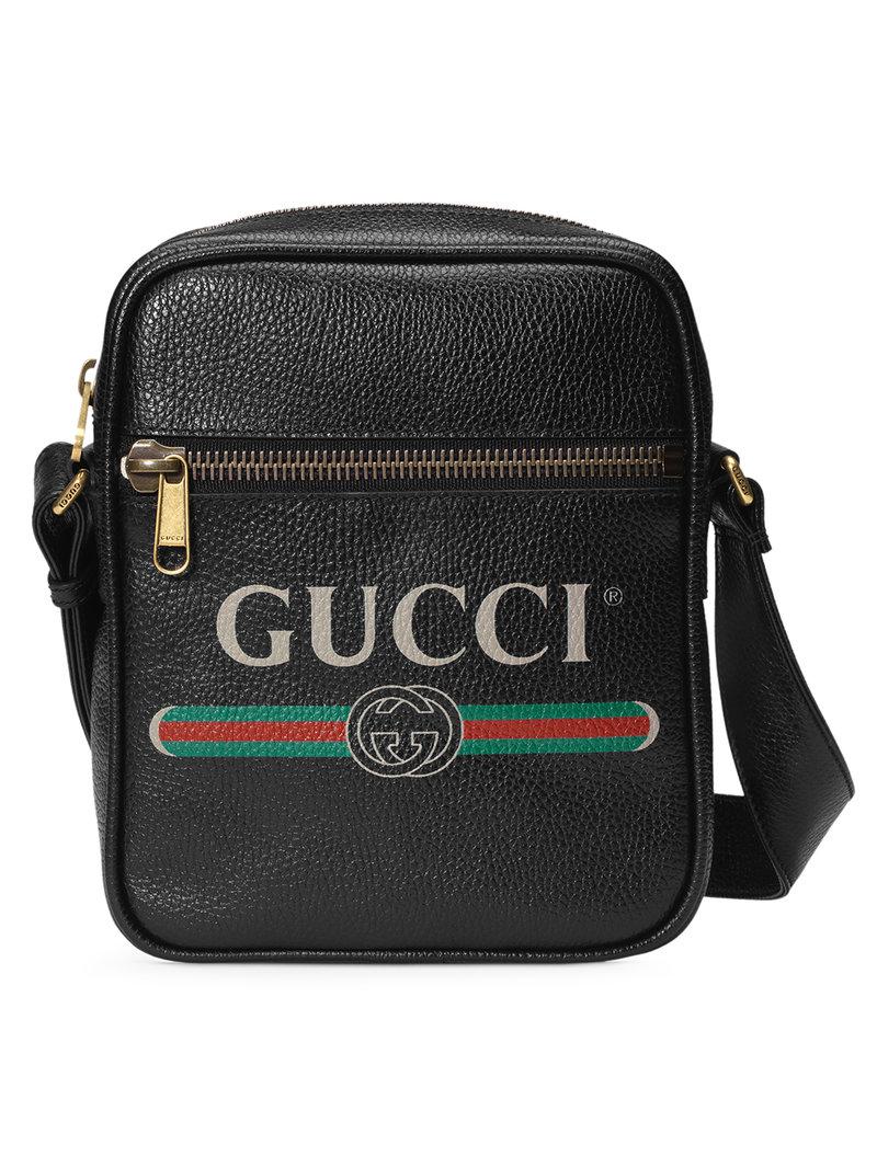 Gucci Print Messenger Bag in Black for Men - Lyst