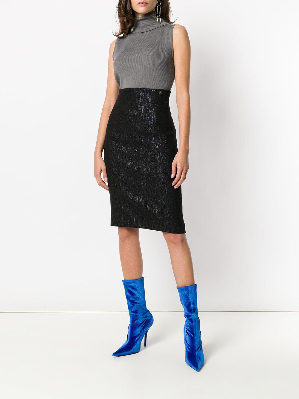 Versace Cotton Classic Highwaisted Skirt in Black Lyst