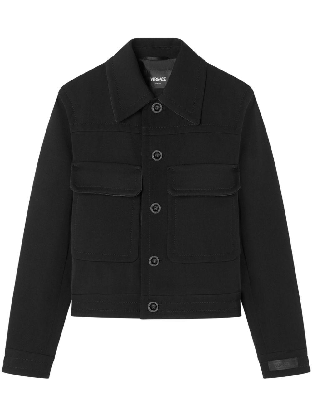 Versace Wool-Blend Twill Blouson Jacket in Black for Men | Lyst