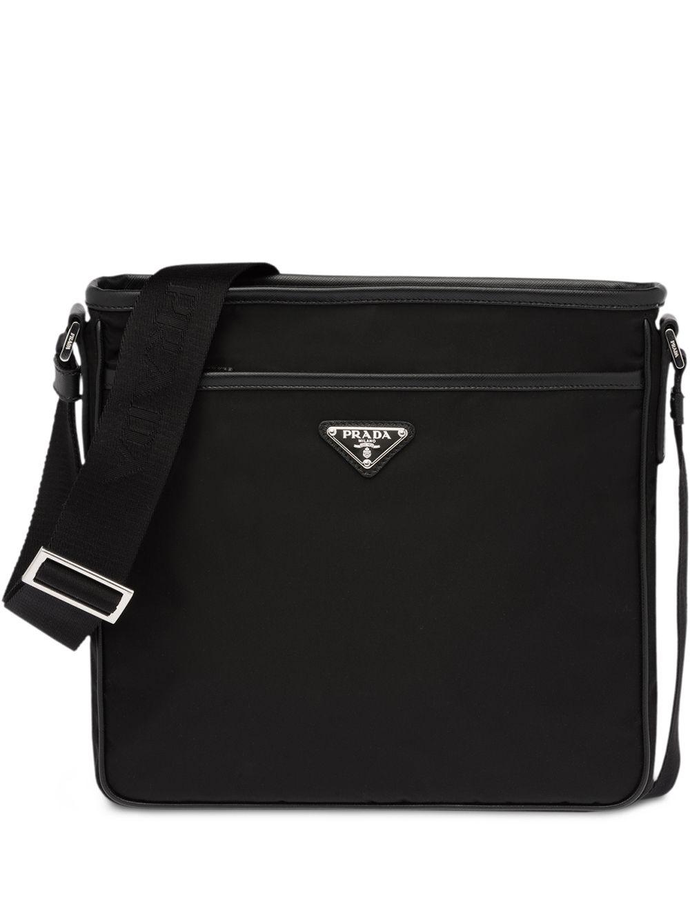 prada black nylon messenger bag