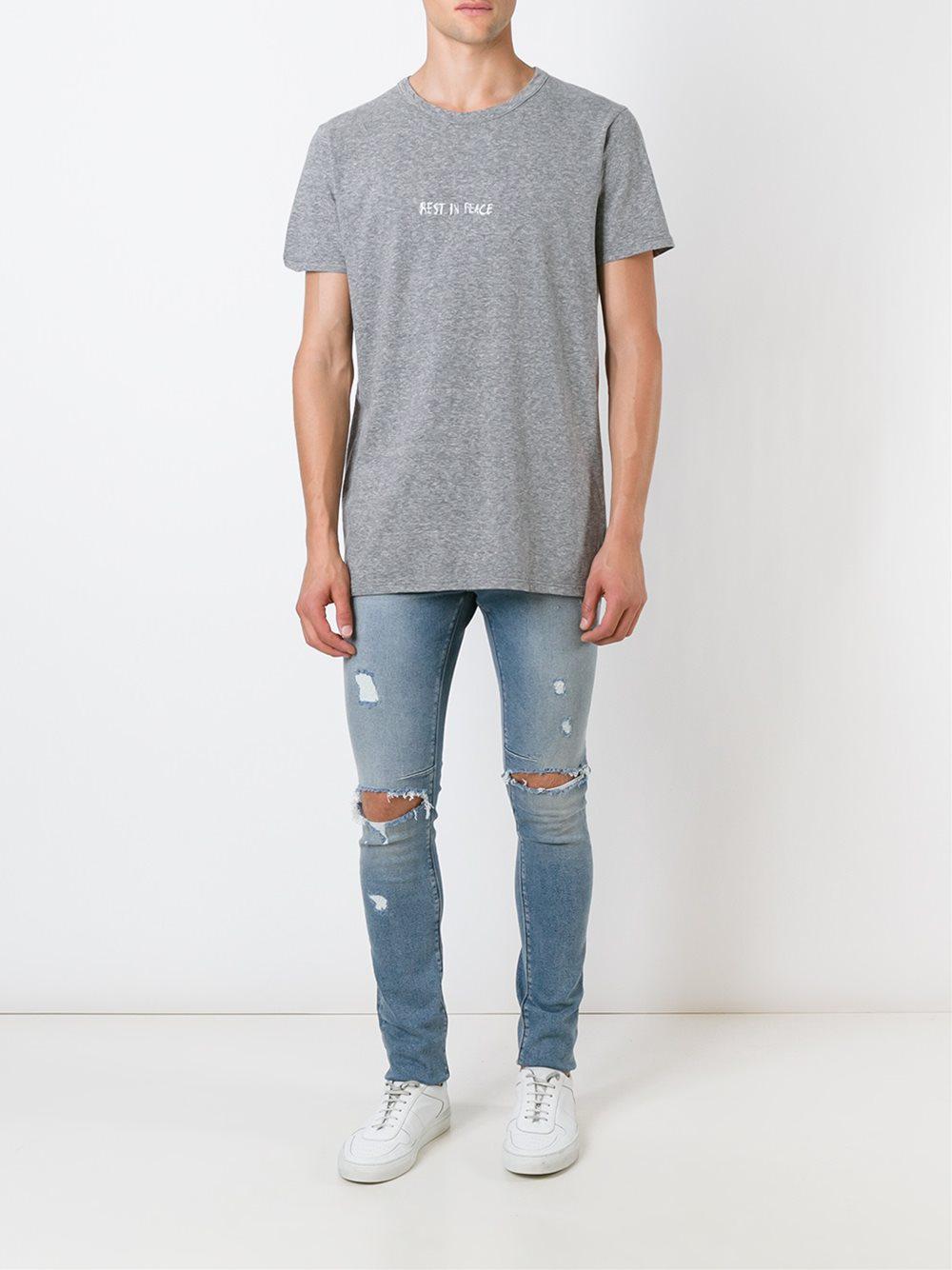 Rta Cotton Rest In Peace Print T Shirt In Grey Gray For Men Lyst