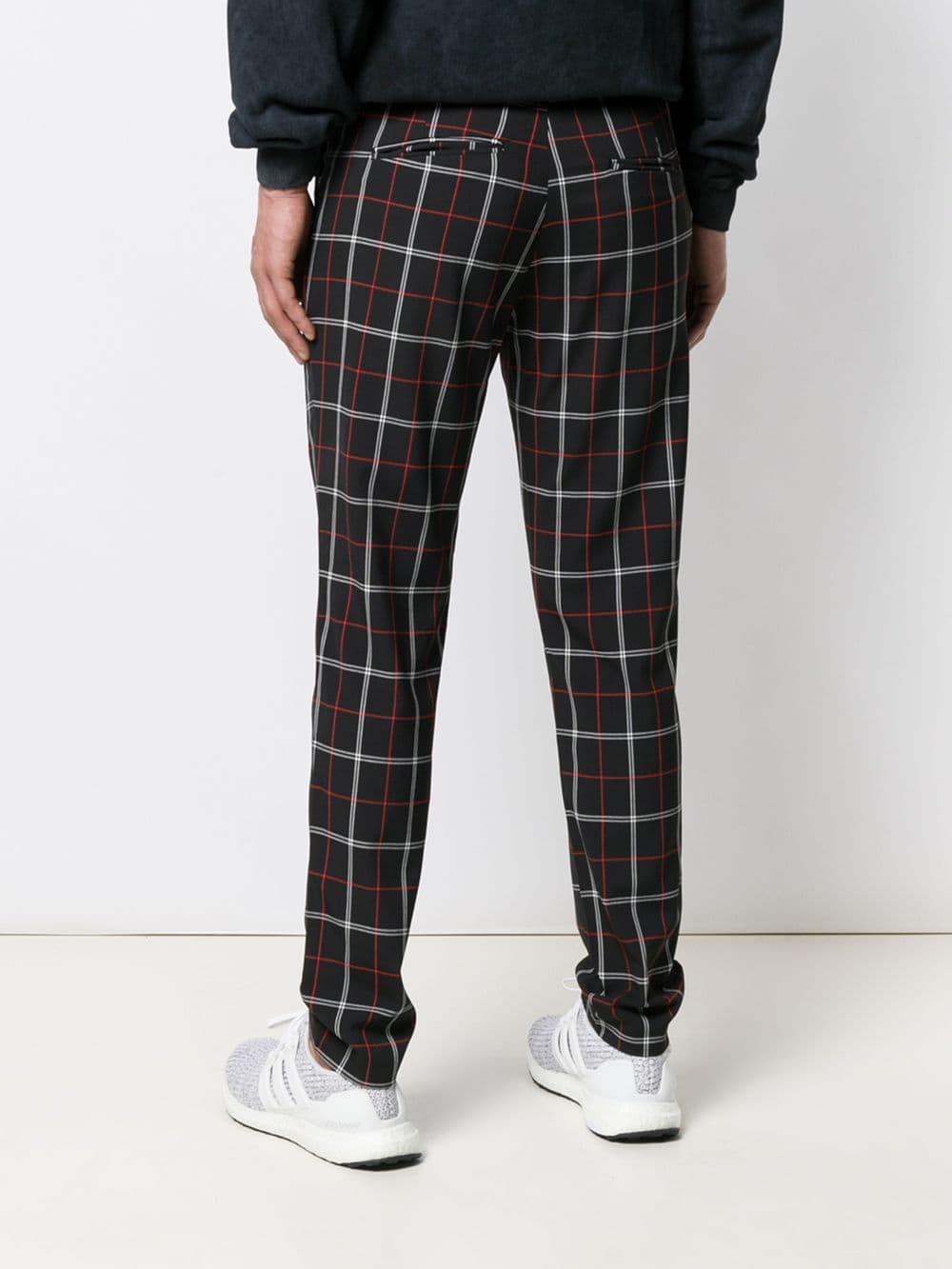 black plaid trousers