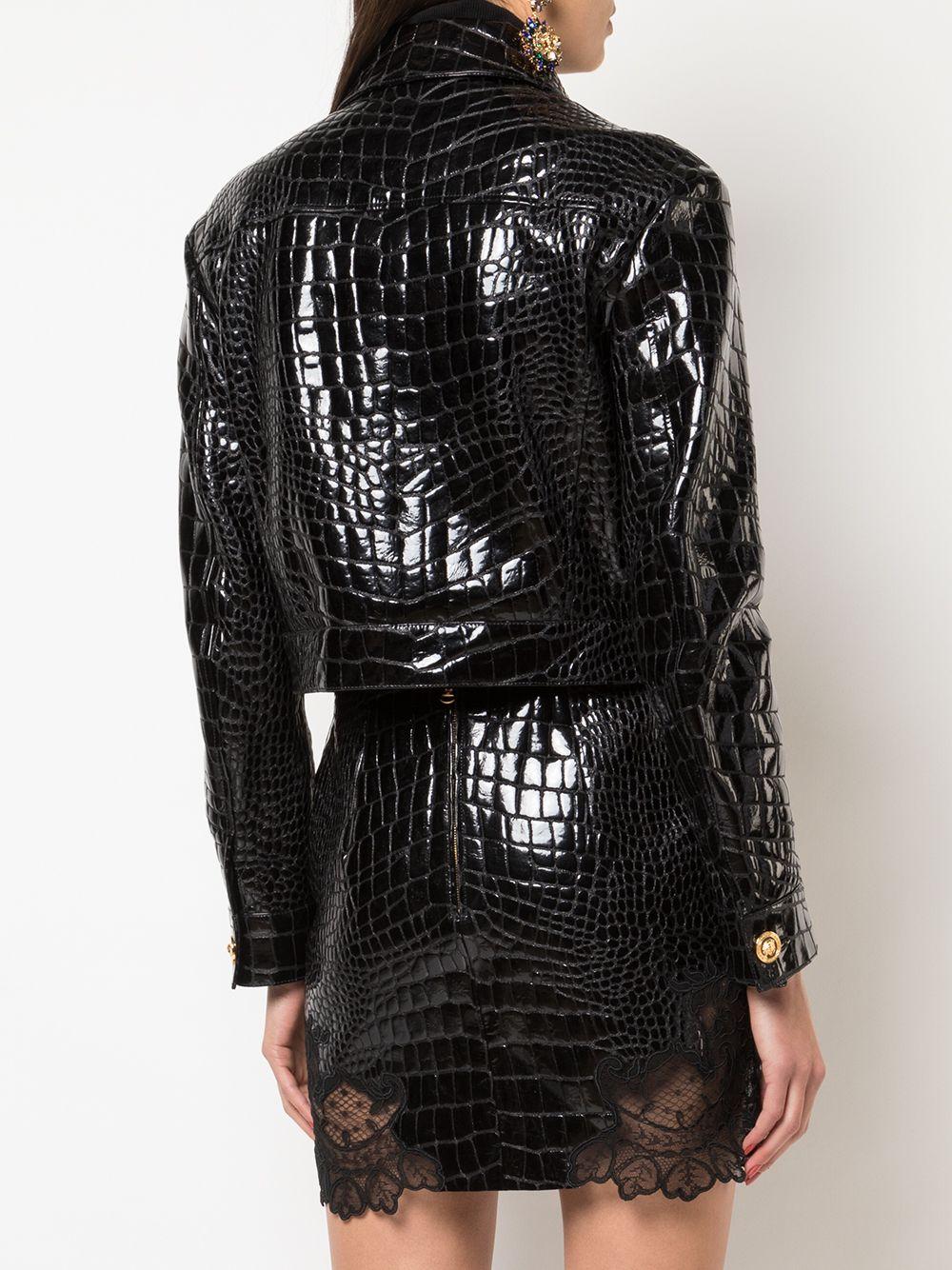Versace Crocodile-effect Jacket in Black | Lyst