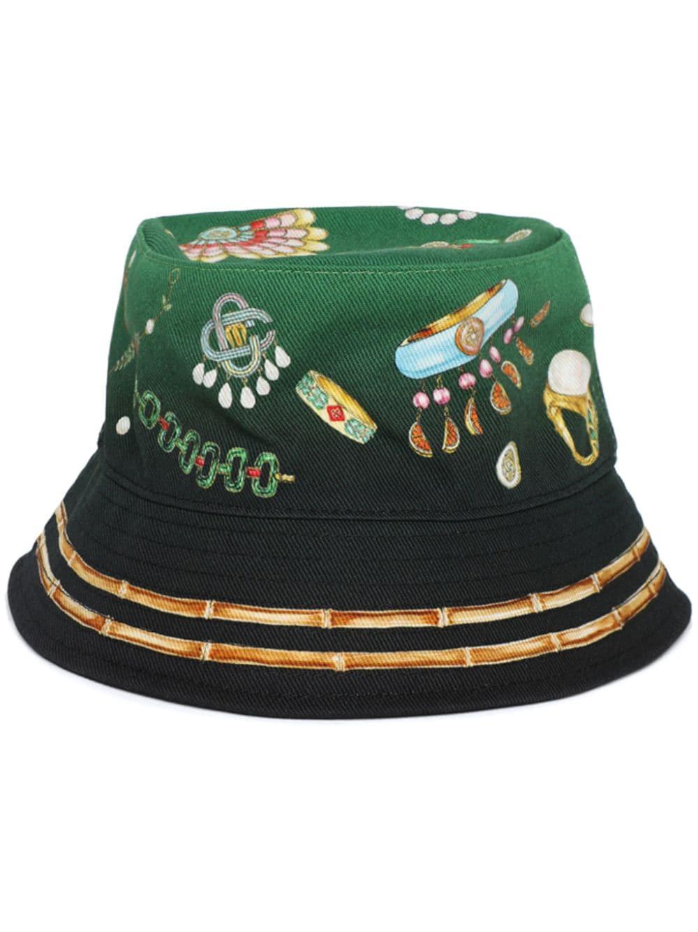 CASABLANCA La Boite A Bijoux-Print Bucket Hat in Green for Men | Lyst