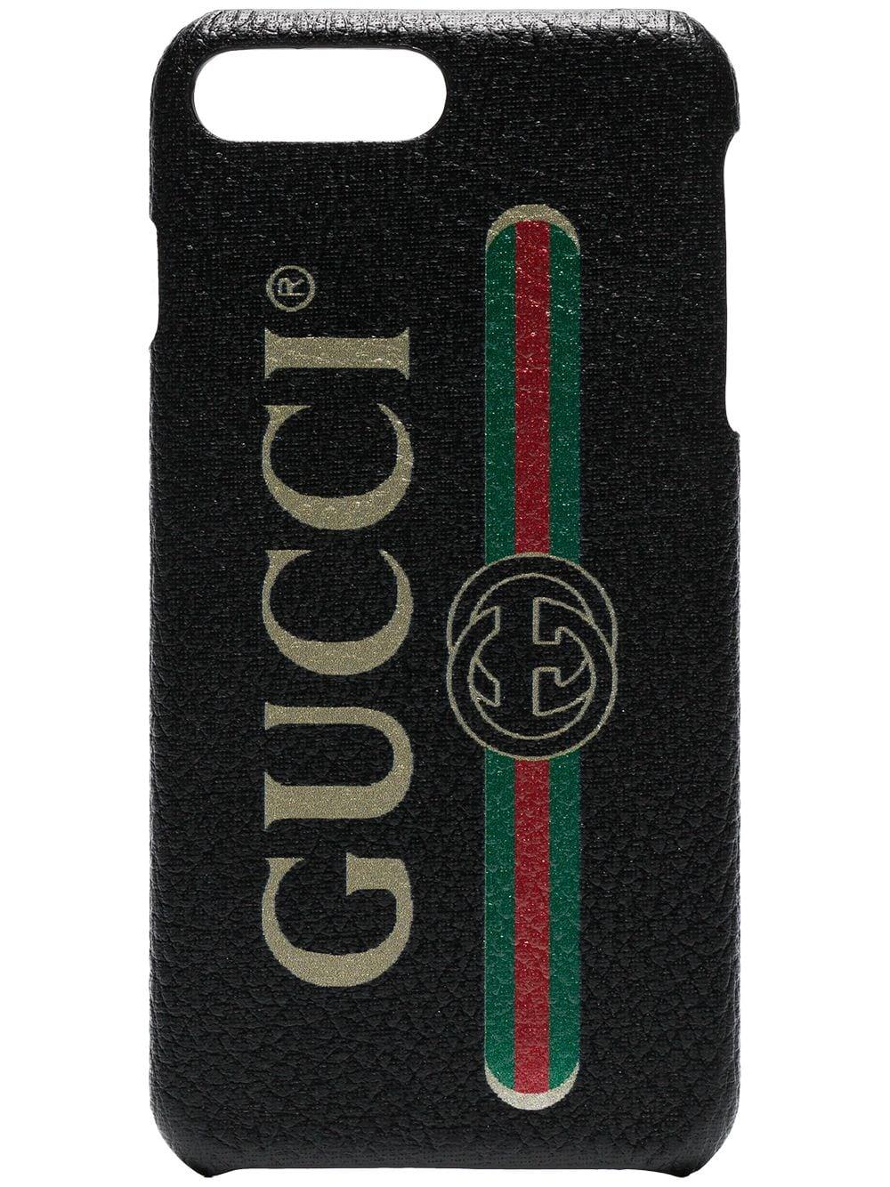 Gucci Leather Fake Logo Iphone 8 Case In Black For Men Lyst