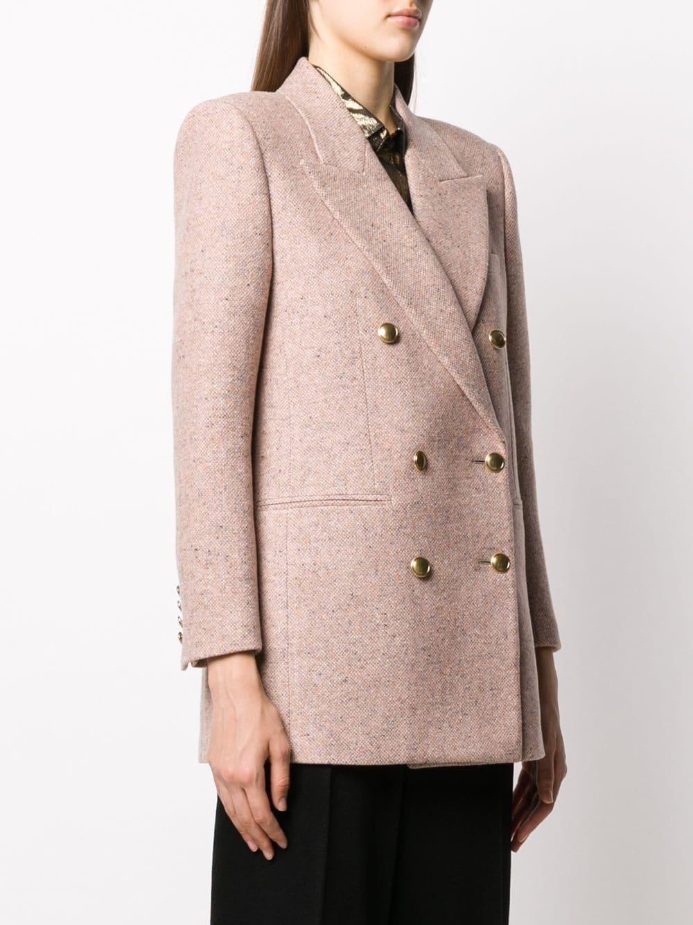 Saint Laurent Wool Doublebreasted Blazer in Pink Lyst