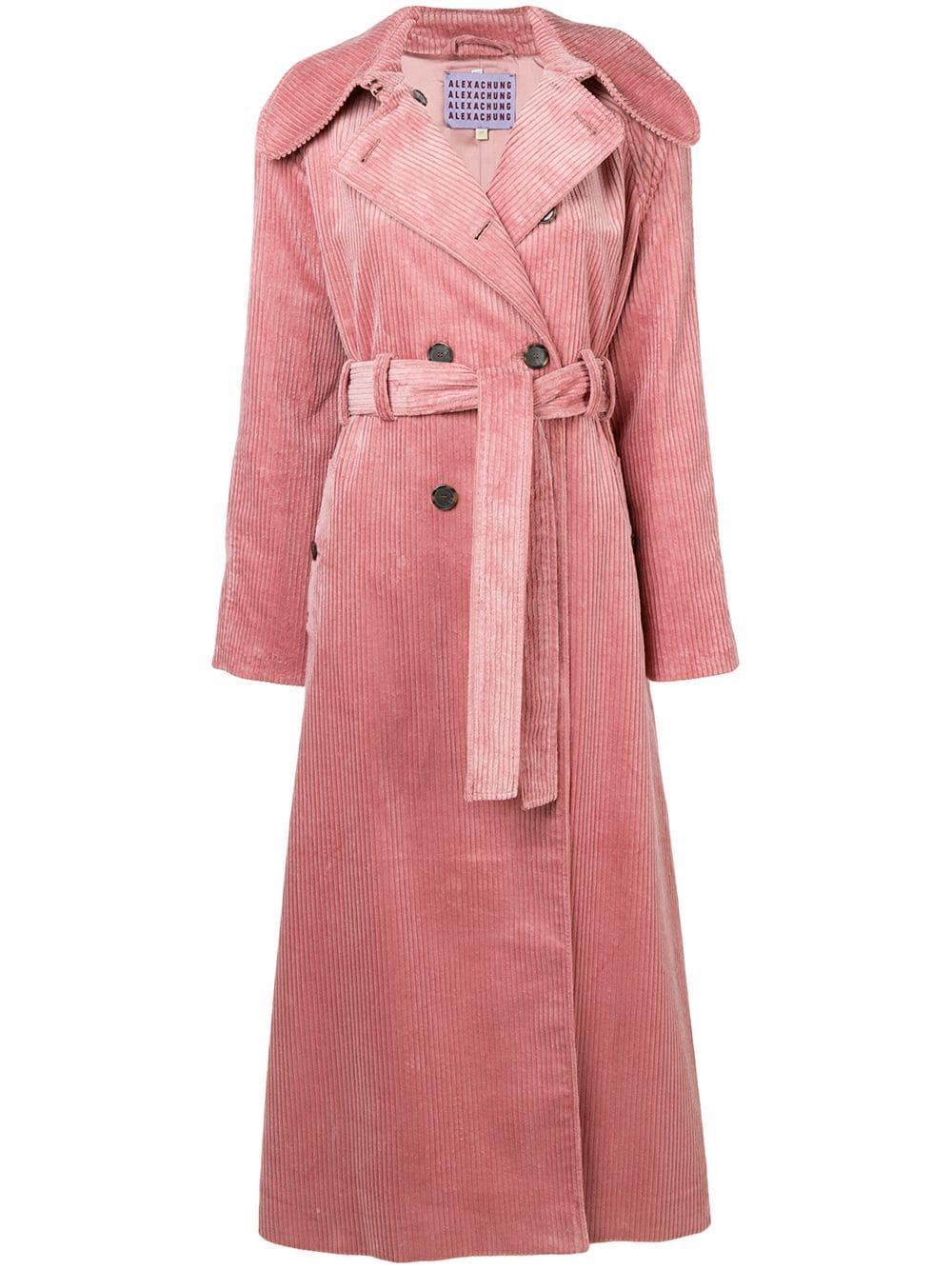ALEXACHUNG Cord Doppelreihiger Cordmantel in Pink Sparen