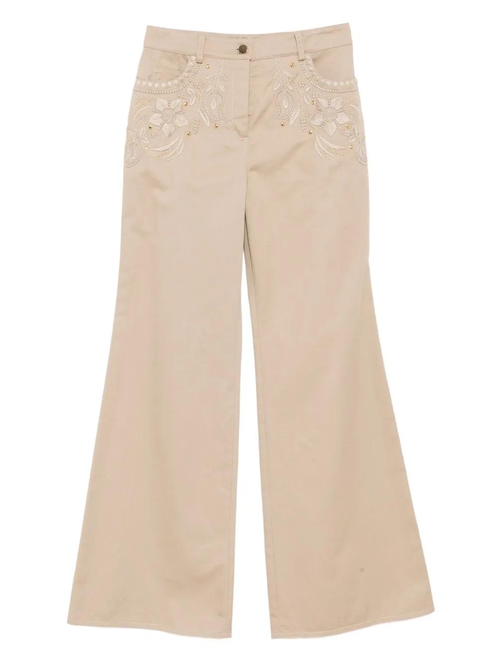 パンツ ELIE SAAB WIDE-LEG TROUSERS IN CREPE DE CHINE Stud embellished wide leg pants Elie Saab for women - buy in