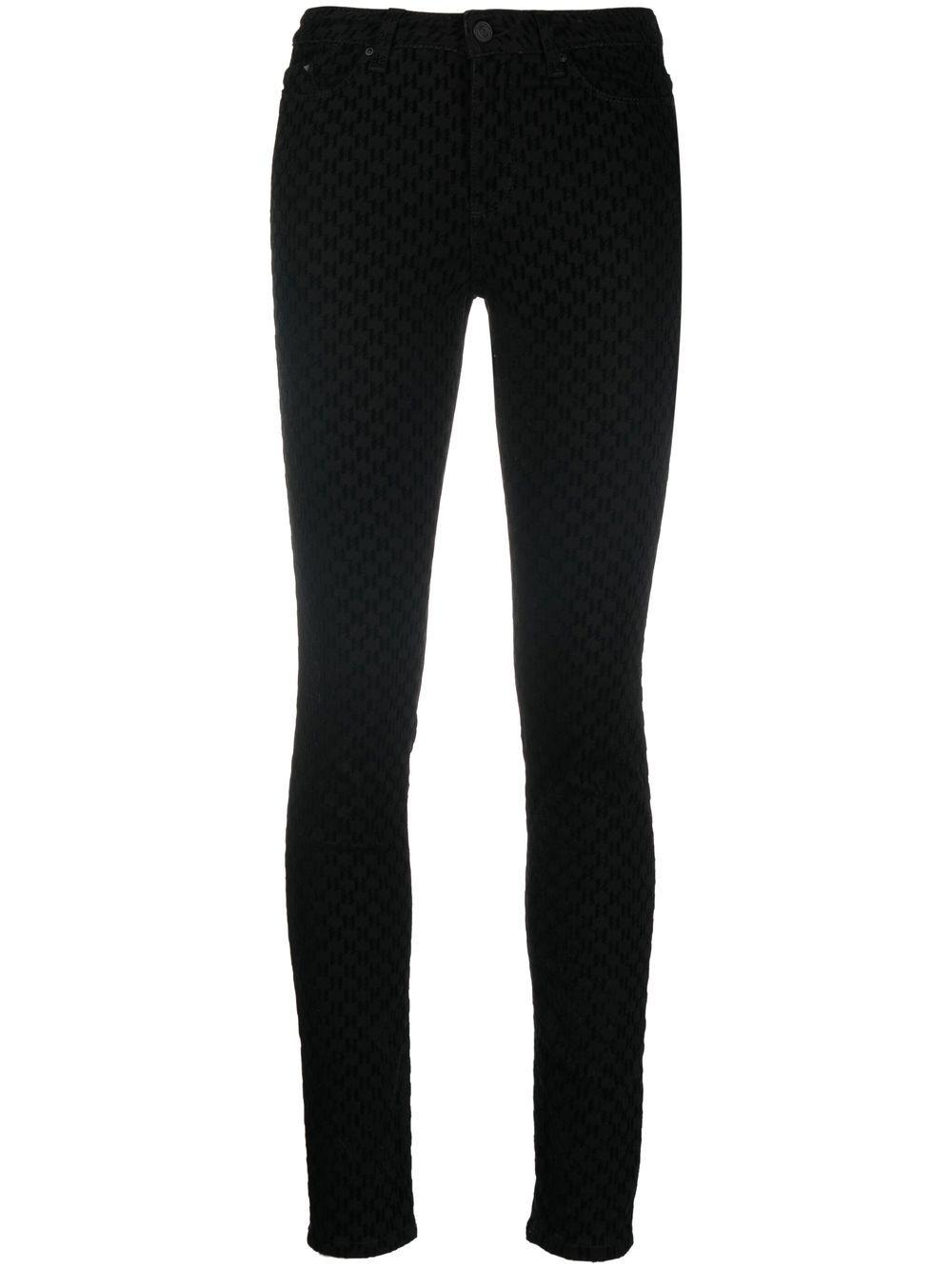 Karl Lagerfeld Logo-flock Skinny Jeans in Black | Lyst