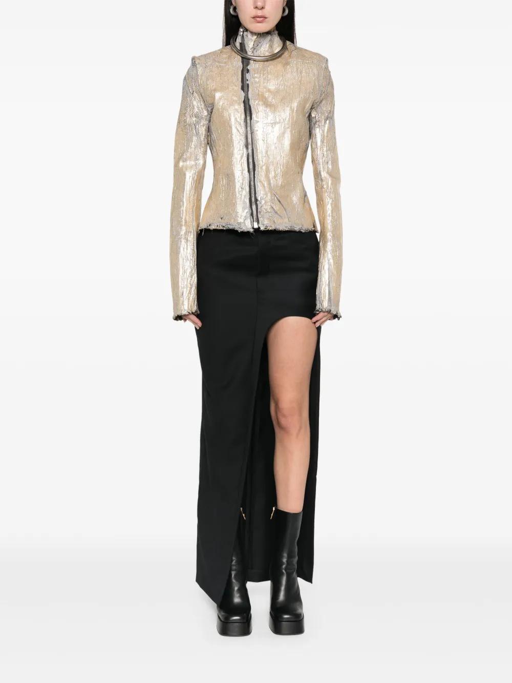 【関税&送料込み】Rick Owens Gary Cracked-Effect Jacket Rick Owens Gary Coated Leather-Blend Biker Jacket in Natural