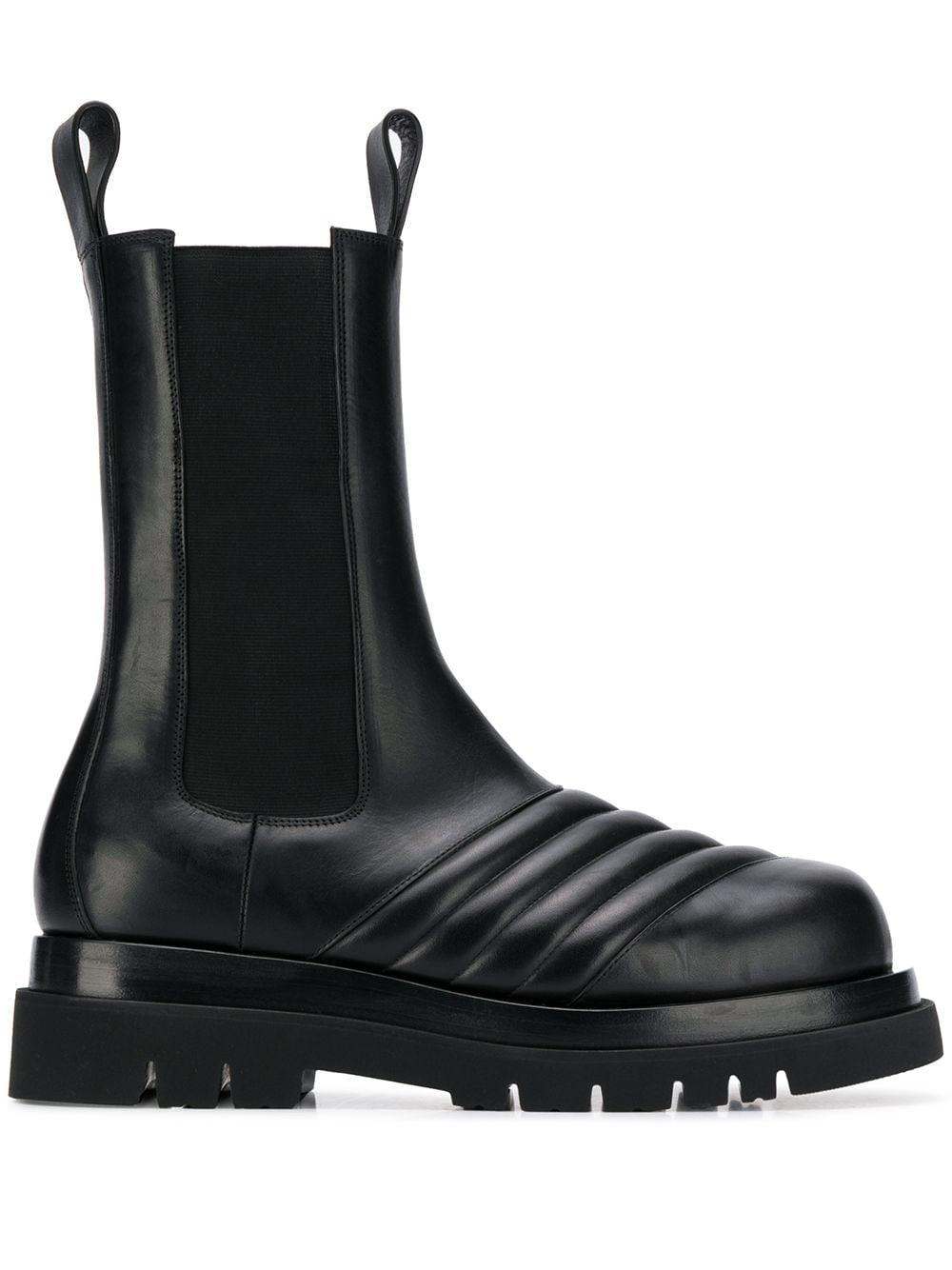 Bottega Veneta Leather Quilted Mid-calf Boots in Black for Men - Lyst