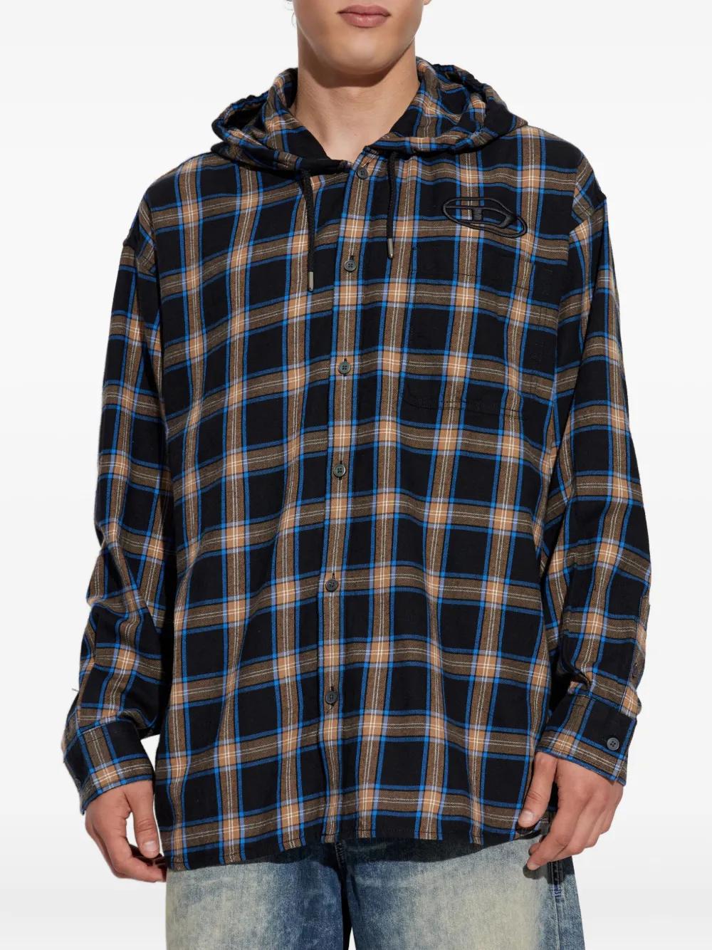 DIESEL S-Dewny-Hood-Ajfi Hooded Checked Shirt in Blue for Men | Lyst