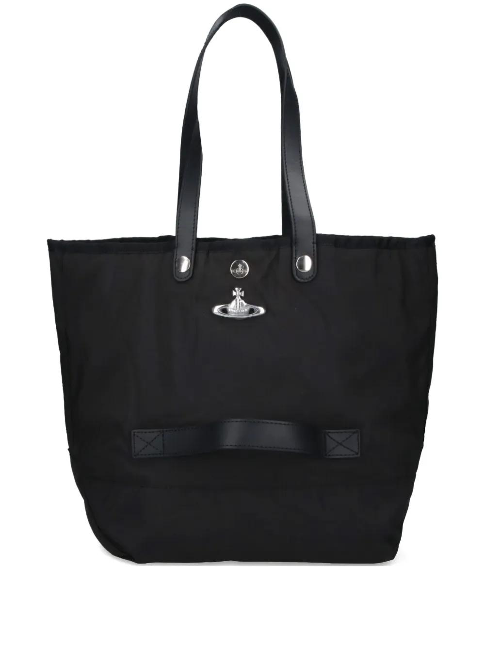 バッグ Vivienne Westwood leather tote bag Vivienne Westwood Orb-plaque Leather Tote Bag | Black