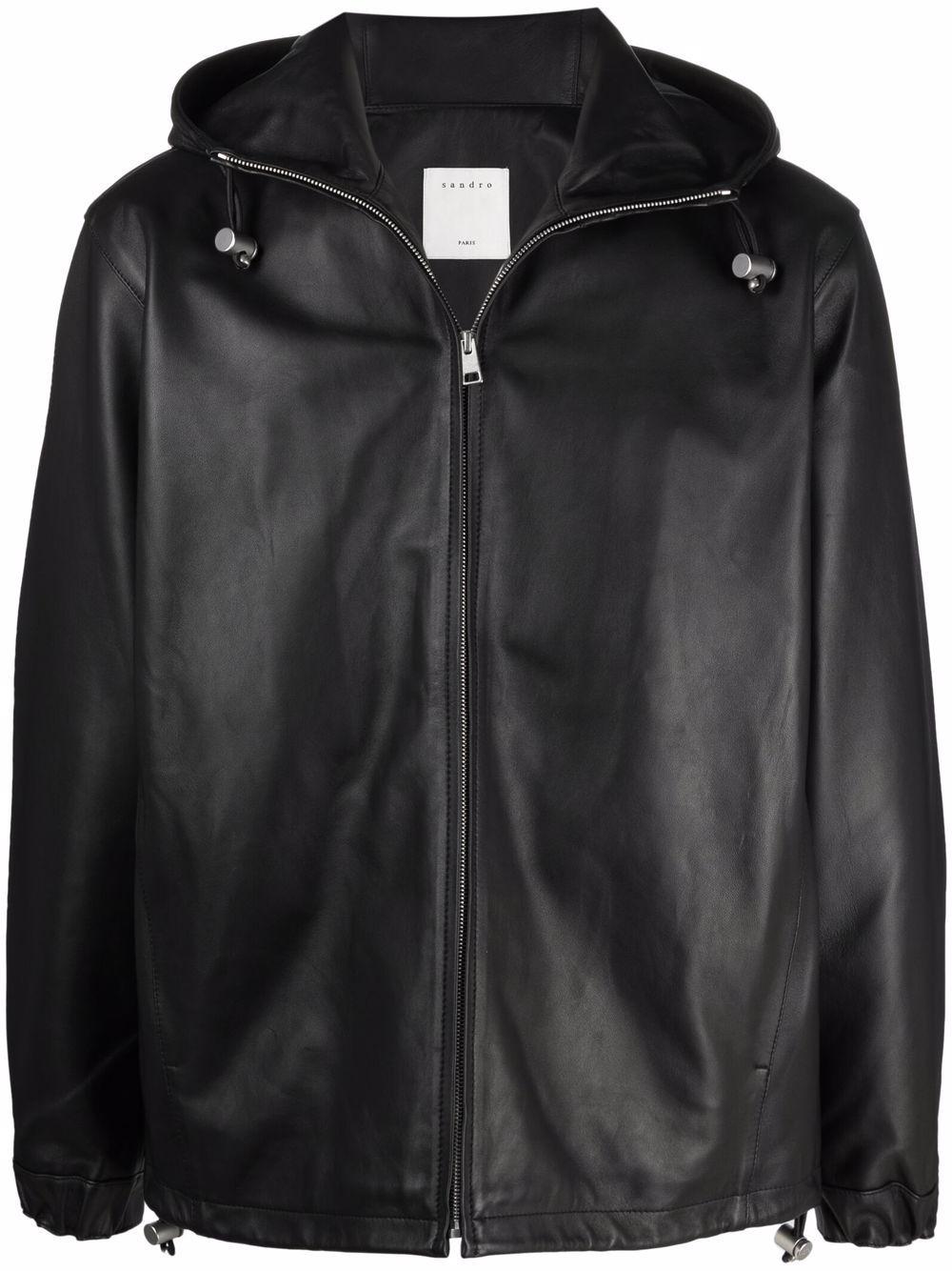 Veste en cuir à capuche Sandro pour homme en coloris Noir | Lyst