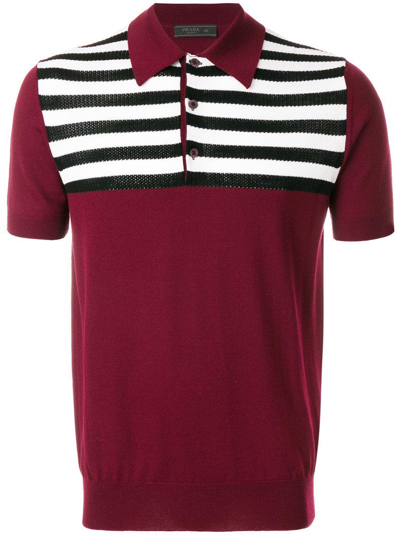 prada striped polo shirt red